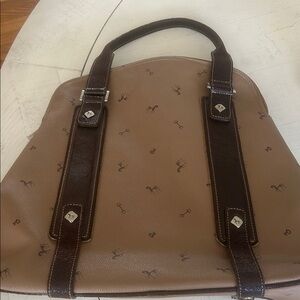 Petusco leather tote equestrian monogram themed horses and stirrups large